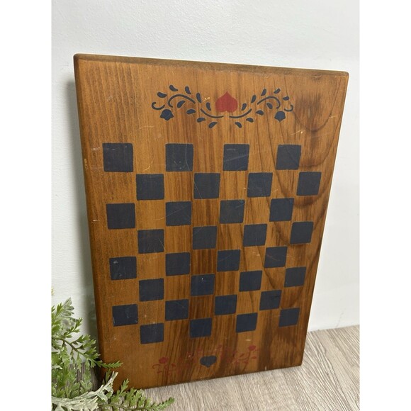 Vintage Wooden Chess Checkers Board Game Board Folk Art Country Cottage - Picture 2 of 10